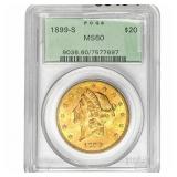 1899-S $20 Gold Double Eagle PCGS MS60