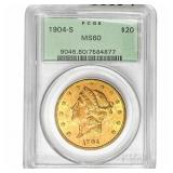1904-S $20 Gold Double Eagle PCGS MS60