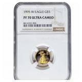 1995-W 1/10oz $5 Gold Eagle NGC PF70 Ultra Cameo
