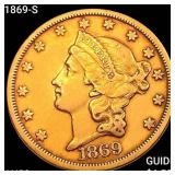 1869-S $20 Gold Double Eagle CHOICE AU