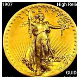 1907 High Relief $20 Gold Double Eagle CHOICE BU
