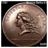 1781 Bronze Betts-615 Libertas Americana CHOICE BU