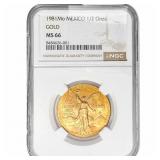 1981Mo Mexico 1/2 Onza Gold NGC MS66