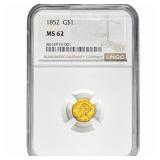 1852 Rare Gold Dollar NGC MS62