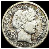 1901-S Silver Barber Dime LIGHTLY CIRCULATED