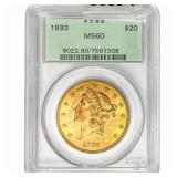 1893 $20 Gold Double Eagle PCGS MS60