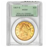 1907-S $20 Gold Double Eagle PCGS MS60