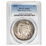 1921 Silver Peace Dollar PCGS MS61 High Relief