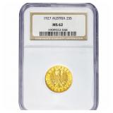 1927 Austria .1702oz Gold 25 Schilling NGC MS62