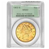 1902-S $20 Gold Double Eagle PCGS MS60