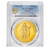 1908-KB Hungary .9802oz Gold 100 Korona PCGS MS67