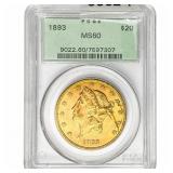 1893 $20 Gold Double Eagle PCGS MS60