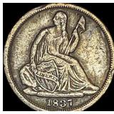 1837 Silver Half Dime No Stars   NEARLY  UNCIRCUL