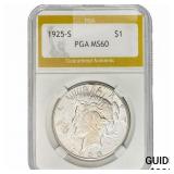1925-S Silver Peace Dollar PGA MS60