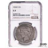 1924-S Silver Peace Dollar NGC G4