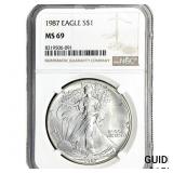 1987 Silver Eagle NGC MS69