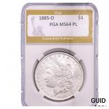 1885-O Morgan Silver Dollar PGA MS64 PL