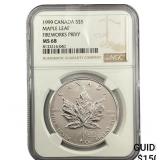 1999 S$5 Canada Maple Leaf NGC MS68