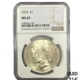 1923 Silver Peace Dollar NGC MS63