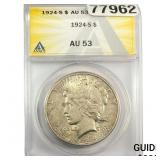 1924-S Silver Peace Dollar ANACS AU53