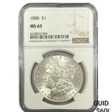 1888 Morgan Silver Dollar NGC MS65