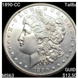 1890-CC Tailbar Morgan Silver Dollar CHOICE BU