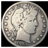 1913 Silver Barber Half Dollar NICELY  CIRCULATED