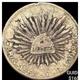 1860 Go Mexico Silver 8 Reales Cap & Ray LIGHTLY C