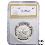 1910-S Barber Half Dollar PGA MS65