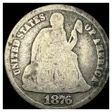 1876-CC Seated Liberty Dime NICELY CIRCULATED
