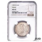 1937-D Texas Half Dollar NGC MS65