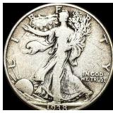 1938-D Silver Half Dollar Walking Liberty  LIGHTL