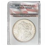 1890 Morgan Silver Dollar ANGS MS66