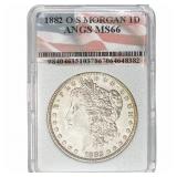 1882-O/S Morgan Silver Dollar ANGS MS66
