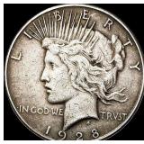 1928-S Silver Peace Dollar NEARLY  UNCIRCULATED