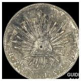 1880Zs JS Mexico Silver 8 Reales Chopmarked NEARLY