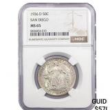 1936-D San Diego Half Dollar NGC MS65