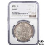 1891 Morgan Silver Dollar NGC MS63