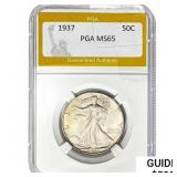1937 Walking Liberty Half Dollar PGA MS65