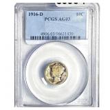 1916-D Mercury Silver Dime PCGS AG03