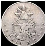 1871 Silver Peso Mexico Zs-H Mint Mark HIGH GRADE