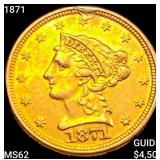 1871 $2.50 Gold Quarter Eagle UNCIRCULATED
