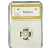 1871 Seated Liberty Half Dime PGA MS65