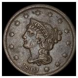 1840 Braided Hair Large Cent LIGHTLY  CIRCULATED
