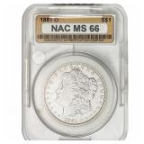 1881-O Morgan Silver Dollar NAC MS66