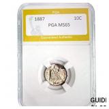 1887 Seated Liberty Dime PGA MS65
