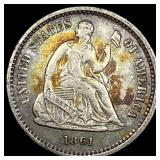 1861 Silver Half Dime NEARLY UNCIRCULATED