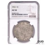1922 Silver Peace Dollar NGC AU50