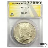 1923-D Silver Peace Dollar ANACS AU50