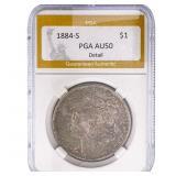 1884-S Morgan Silver Dollar PGA AU50 Detail